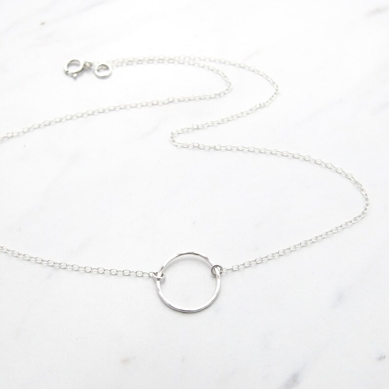 Silver Circle Necklace / Karma Necklace Sterling silver, Circle necklace silver, Open ring necklace, Minimalist, Birthday, Bridesmaid gift image 3