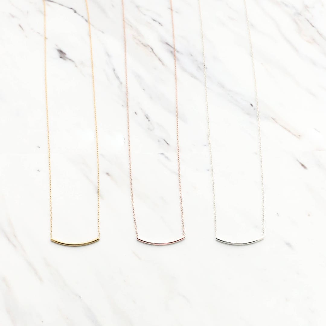 Curve Bar Necklace, Tube Necklace, Curved Tube Necklace, Layer Necklace