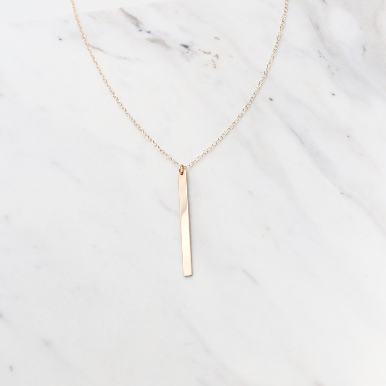 Gold Bar Necklace Vertical Bar Necklace Sterling Silver Bar Etsy