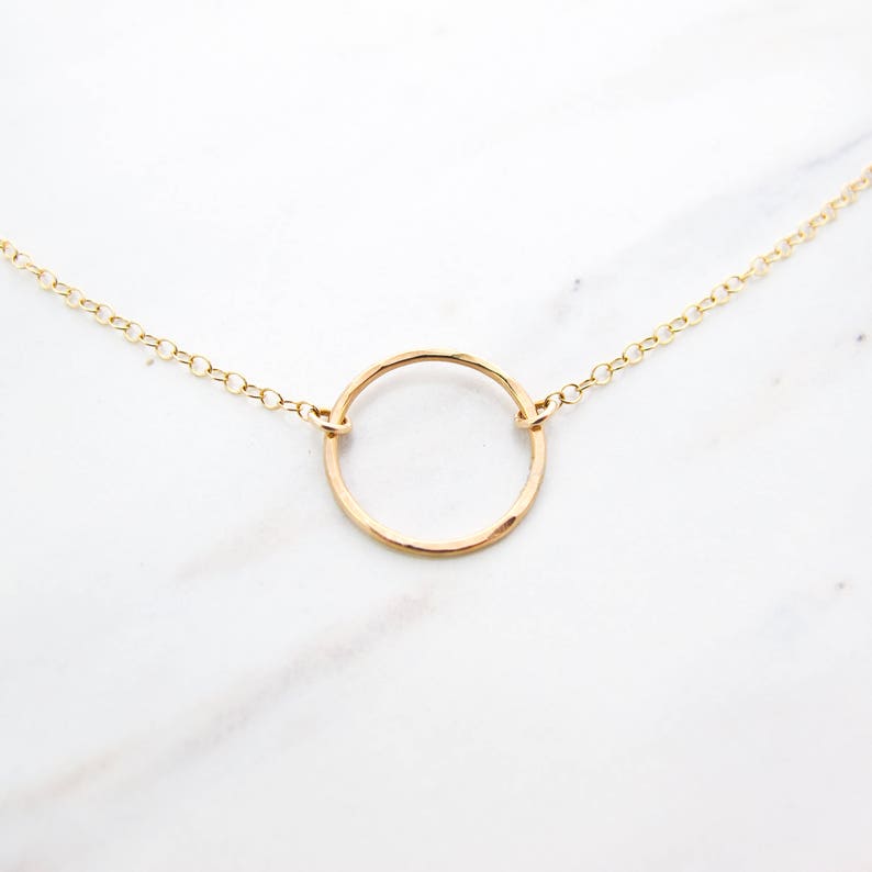 Gold Circle Necklace Karma Necklace Simple Gold Necklace Etsy