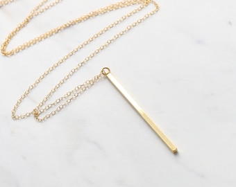 Vertical bar necklace, Long gold necklace, Long necklace, long necklace with pendant gold, Bar necklace, Gold bar necklace, Bar pendant