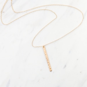 Hammered bar necklace, Vertical Bar Necklace, Gold Bar Necklace, minimal, delicate and dainty layering pendant, bridesmaid necklace gift