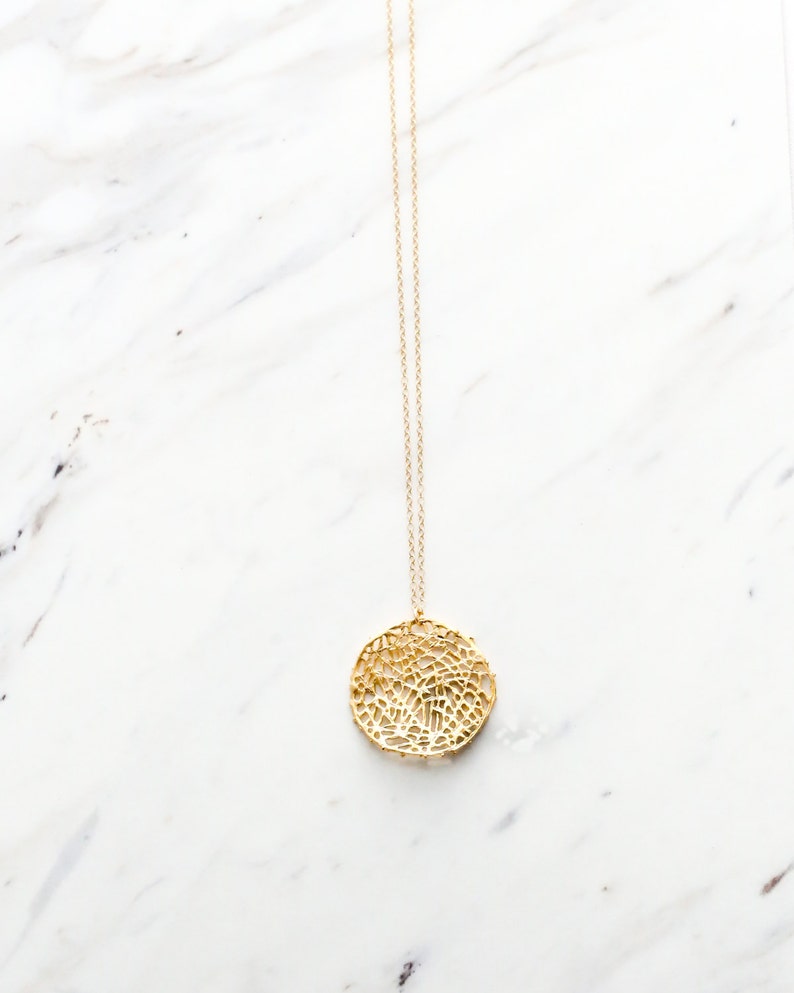 Round Coral Necklace, Long gold necklace, long necklace, for women, gold, long pendant necklace, necklaces for women gold, necklace for her image 2