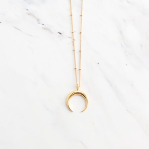 Crescent Moon Necklace, Moon Necklace, Double Horn Necklace Gold, Moon Necklace Gold, Horn Necklace, Gold Necklace, Necklaces for women gold