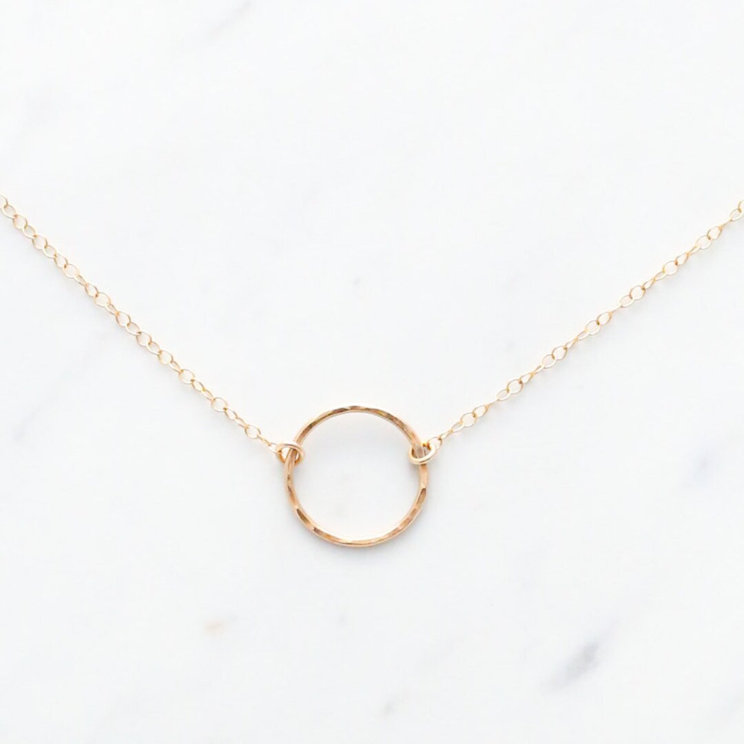 Gold Circle Necklace, Karma Necklace, Simple Gold Necklace, Open Circle