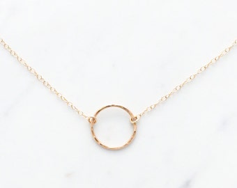 Gold Circle Necklace, Karma Necklace, Simple Gold Necklace, Open circle ring necklace, dainty layer necklace, Eternity, Bridesmaid jewelry