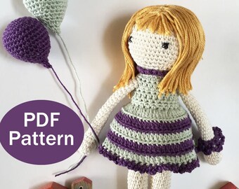 Gehaakte poppenjurk, gehaakte outfit poppatroon, gehaakte poppenjurk amigurumi, gehaakte pop pdf, gehaakte poppenkleding patroon