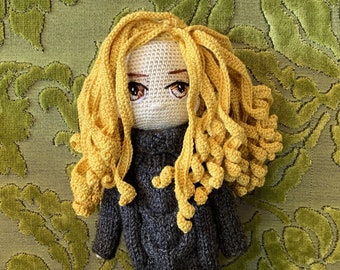 Amigurumi crochet doll, Knitting doll, Doll with blond hair, Doll handmade, Crochet toy doll, Collectible doll