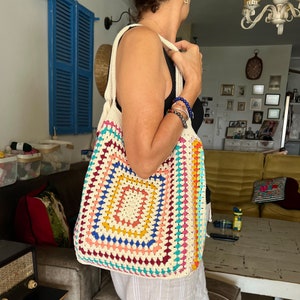 Handbags for women, Crochet bohemian bag, Handmade beach handbag, Crochet retro tote bag, Handmade Shoulder bag, Crochet market bag