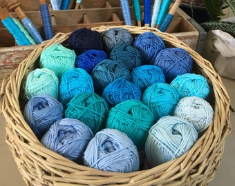 Mix 15 Blue cotton yarn, Cotton yarn , Free shipping, Blue yarn, Hand knit yarn, Blue knit yarn, Blue crochet yarn, Mix shades of blue yarn
