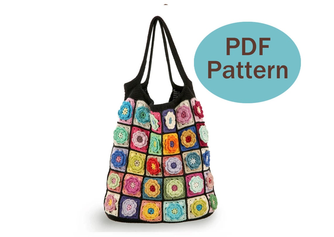 30 Hippie Crochet Patterns for Boho Outfits, Bags, Home Décor, and Gifts 14 Hippie Boho Granny Square Bag Pattern