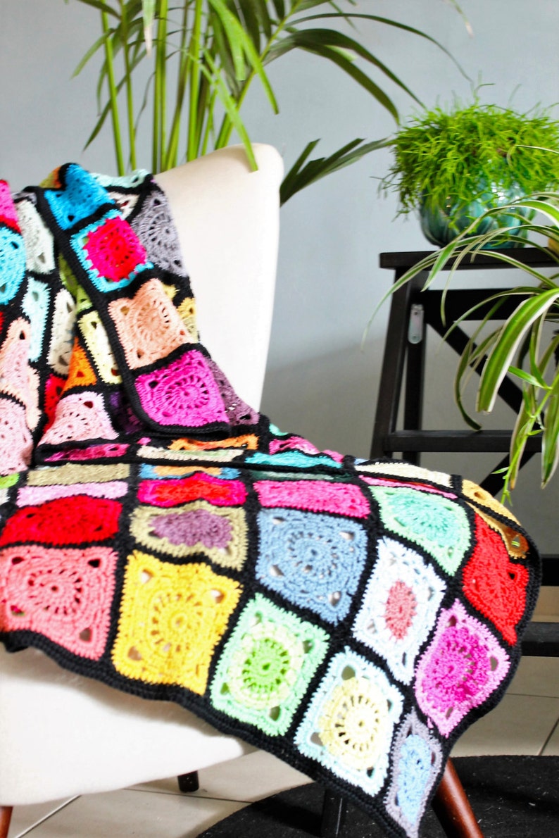 Granny Square Blanket, Nursery Blanket, Colorful Blanket, Crochet