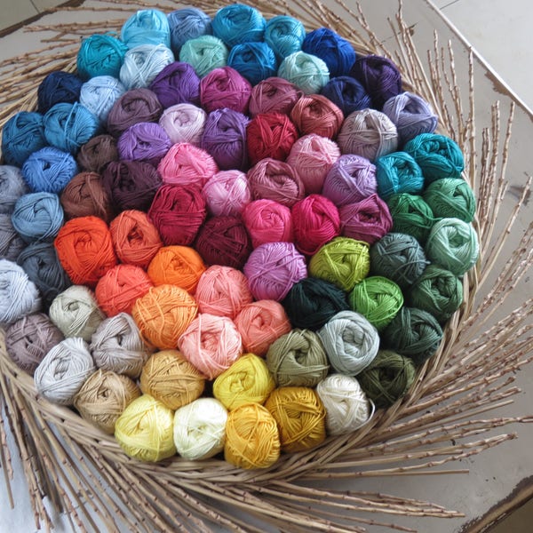 15 Mix cotton yarn, Bulk cotton yarn, 100% mercerized cotton yarn, High quality cotton yarn, Hand knitting yarn 50gr