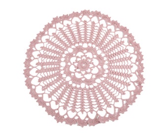 Pink crochet doily, Pink crochet tablecloth, pink doilies, Pink lace crochet, pink handmade doily, Pink crochet