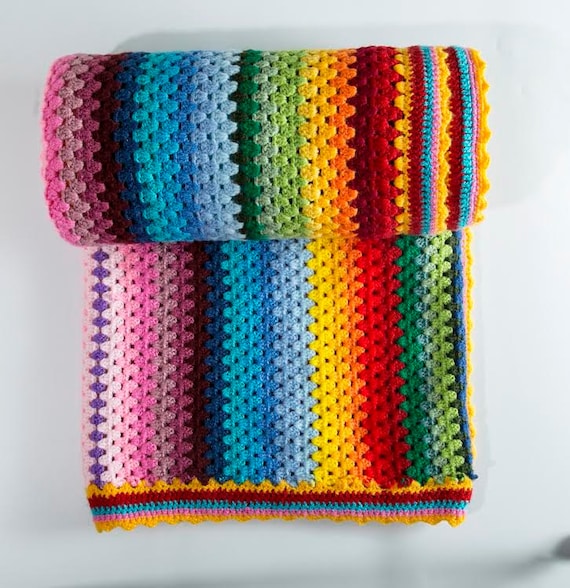 Hakeln Sie Streifen Decke Bunte Decke Winterdecke Multi Etsy