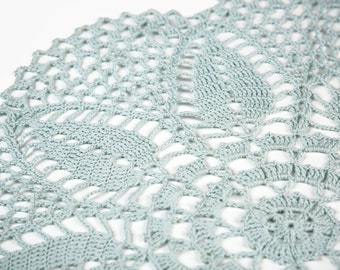 Knitting doily, Lace placemat, Blue crochet tablecloth, Housewarming gift crochet, Housewarming decor