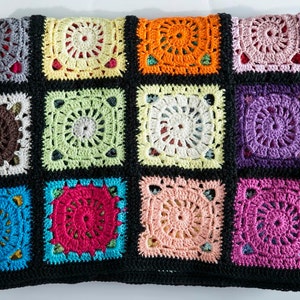 Granny square blanket, Nursery blanket, Colorful blanket, Crochet blanket cover, Throw blanket image 1