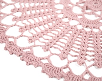 Knitting doily, Knitting tablecloth, pink doilies, Pink lace crochet, pink handmade doily, Pink crochet