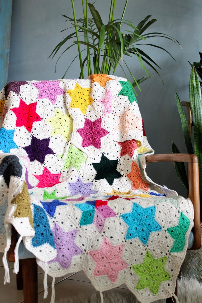 Crochet Blanket Star Crochet Blanket Star Blanket Star Etsy