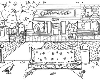 Storybook Rabbit House Printable Coloring Page For Adults And Etsy