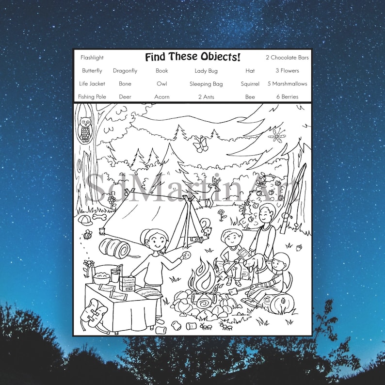 Seek and Find-Printable Coloring Activity Page for Kids Teens - Etsy.de