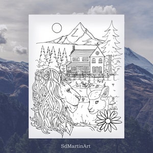 The Lion and The Lamb-Printable Adult Coloring Book Page-For Adults, Teens and Kids-Digital Download