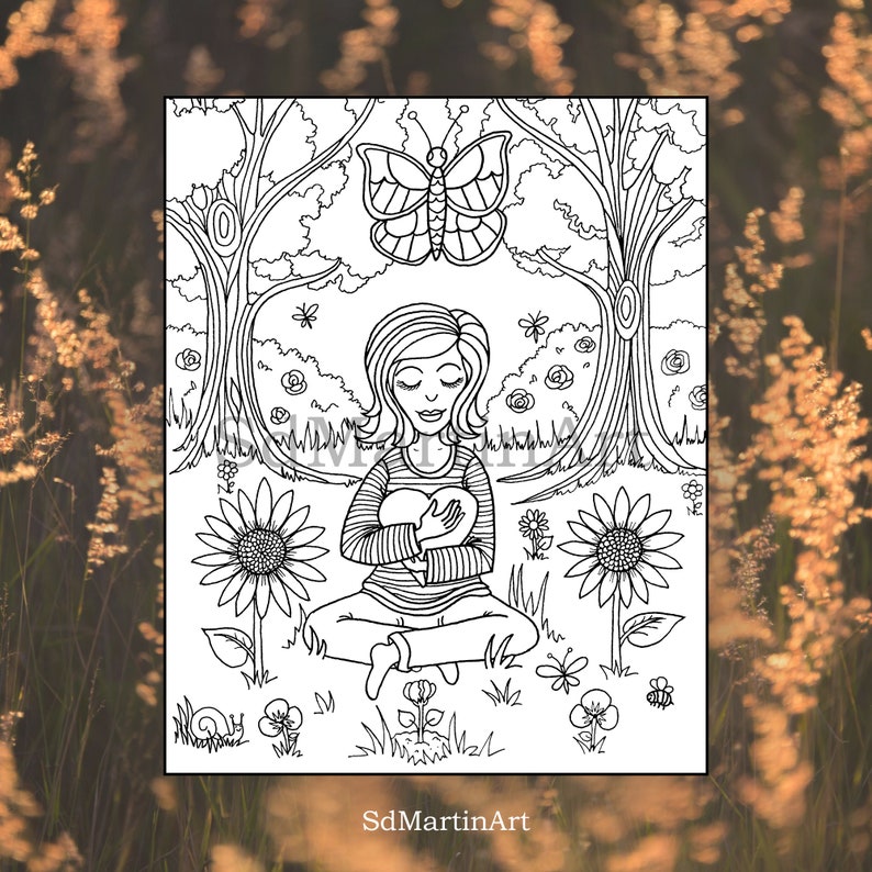 Inner Peace-Printable Coloring Book Page for Adults image 1