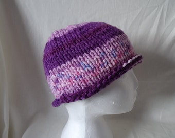 Hand Knitted Chunky Roll Brim Beanie