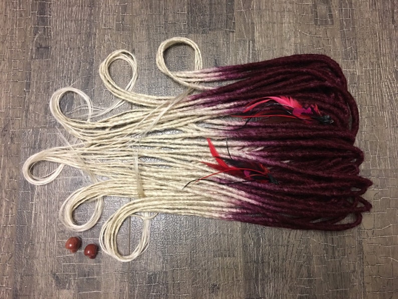 Deep wine BURGUNDY red dreadlocks ombre to blonde. Synthetic Etsy