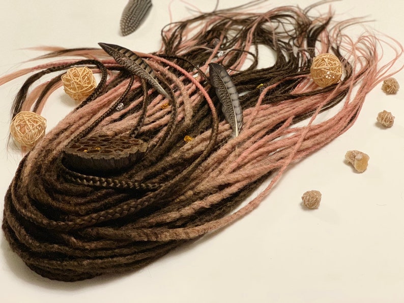 PASTEL PINK set synthetic dreadlock extensions. Brown base Etsy