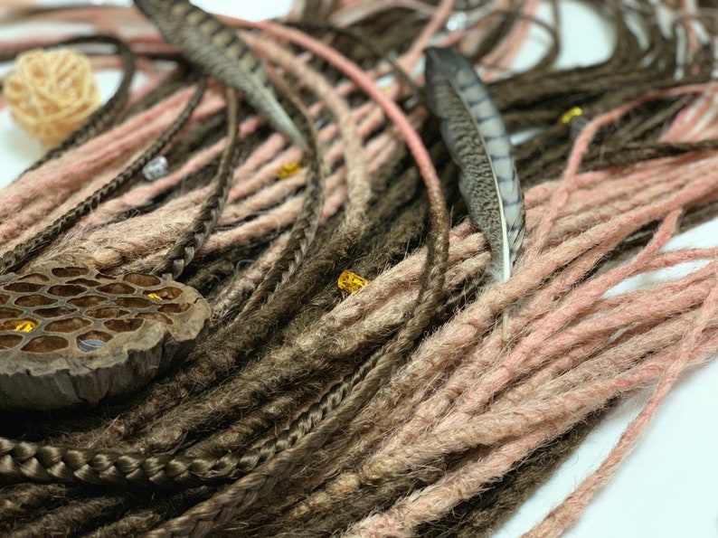 PASTEL PINK set synthetic dreadlock extensions. Brown base Etsy