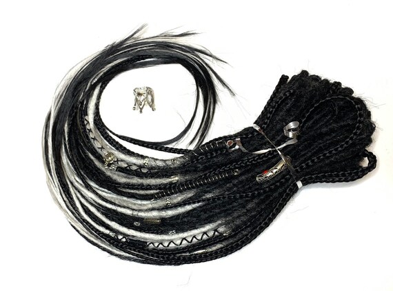 Chrome Gray Synthetic Dreads Set Black Dreads And Braids Etsy etsy