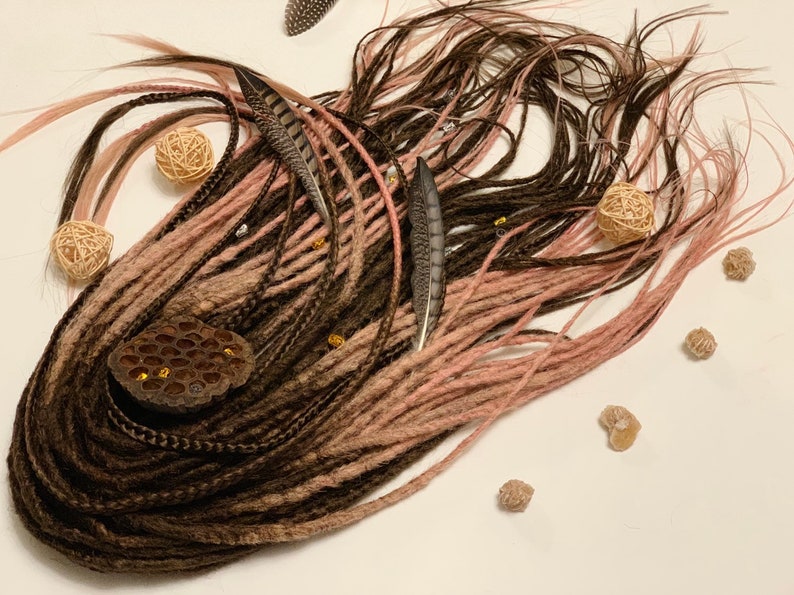 PASTEL PINK set synthetic dreadlock extensions. Brown base Etsy