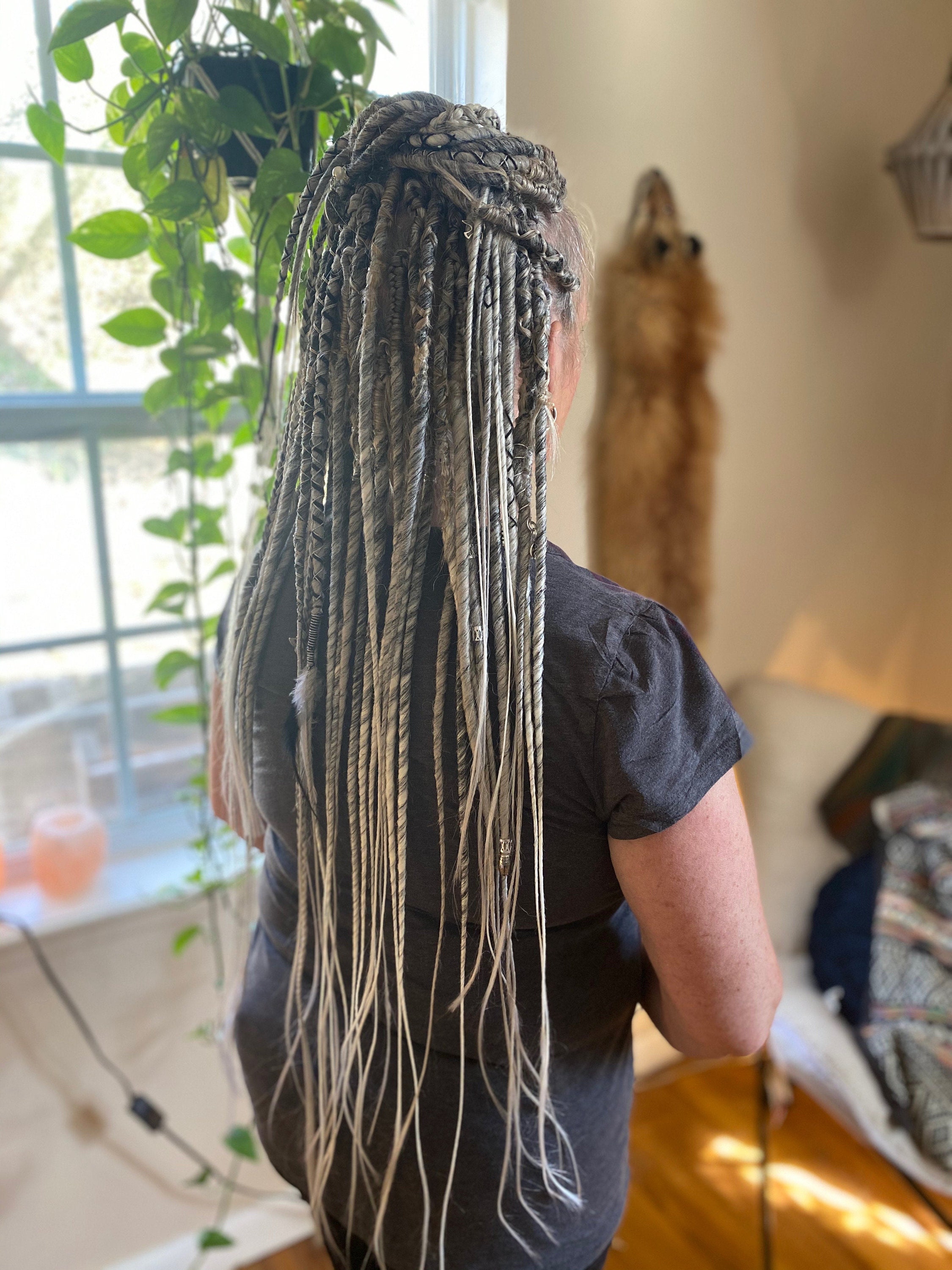 GRAY DREADS OMBRE. synthetic dreadlocks extensions Single | Etsy