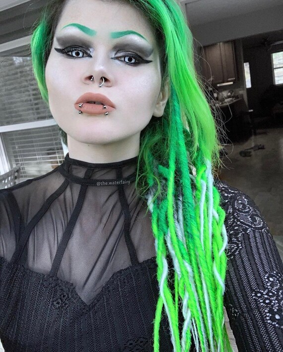 Lime Green And White Ombre Dreads Synthetic Dreadlocks Etsy