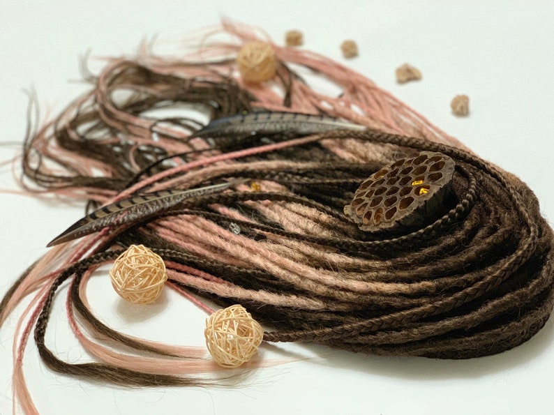 PASTEL PINK set synthetic dreadlock extensions. Brown base Etsy