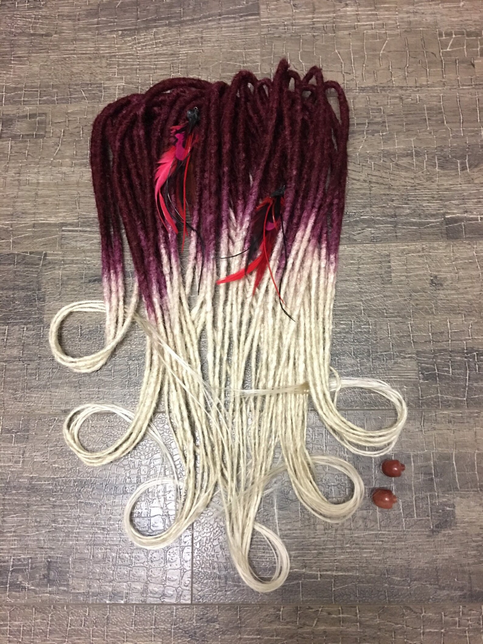 Deep wine BURGUNDY red dreadlocks ombre to blonde. Synthetic Etsy