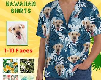 Custom Hawaiian Shirt with Faces/Pictures/Logo, Personalized Tropical Shirt with Company Logo, Custom Hawaii Shirt Men Women Kid for Holiday