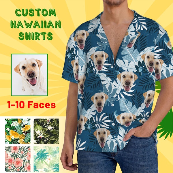 Chemise hawaïenne personnalisée avec visages/images/logo, chemise tropicale personnalisée avec logo d'entreprise, chemise hawaïenne personnalisée homme femme enfant pour les vacances