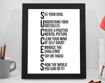 Success Quote Printable, Goal Quote, Obstacle Motivation Quote, Challenge Quotes, Work Quotes Print, Positive, Office Decor, Office Art