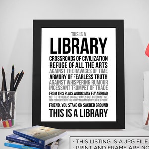 Esta es la biblioteca, el signo de la biblioteca, la decoración de la biblioteca, la cita de la biblioteca, el póster de la biblioteca, la biblioteca imprimible, el bibliotecario de regalos