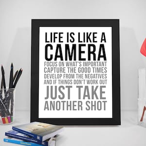 Life Is Like A Camera Quote, Life Is Like A Camera Wall Art, Life Is Life A Camera Sign, Photography Quote Print, Camera Quotes