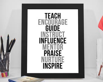 Teach Encourage Instruct Quote Printable, Teacher Quotes, Education Quote, Mentor Quotes, Teacher Quotes Print, Teacher Classroom Decor