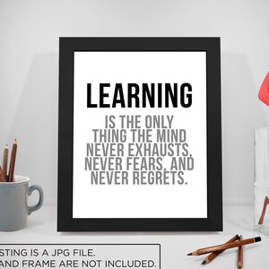 Learning Quote, Learning Print, Learning Poster, Mind Quote, Mind Printable, Office Decor, Office Art