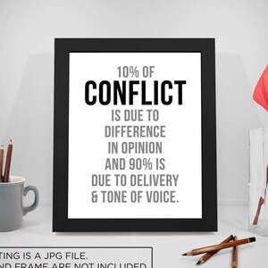 Conflict Printable Quotes, Opinion Sayings, Delivery Print Art, Work Inspirational Prints, Office Decor, Office Art, Office Gifts
