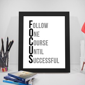 Follow One Course Until Successful, Focus Quote Printable, Follow Quote, Business Quotes, Successful Quotes, Office Decor, Office Art
