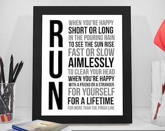 Run, Run Running giften, met citaten, motivatie, inspiratie, gelukkig, uitgevoerd met uitgevoerd uitvoeren geïnspireerd, afdrukken, uitvoeren tekenen