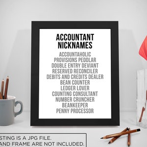 Accountant Nicknames, Accountant Gift, Accountant Ornament, Accountant Wall Art, Accountant Decor, Accountant Print