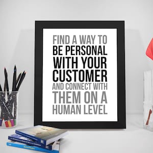 Find A Way To Be Personal With Your Customer Quotes, Customer Service Printable, Office Decor, Office Wall Art, Office Wall Decor