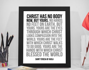 Christ Has No Body Now Buy Yours, Saint Teresa Avila, St Teresa Of Avila, Christian Wall Art, Christian Gifts